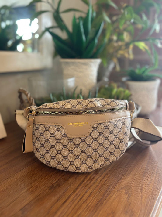 Crossbody Bag- Cream Patterned