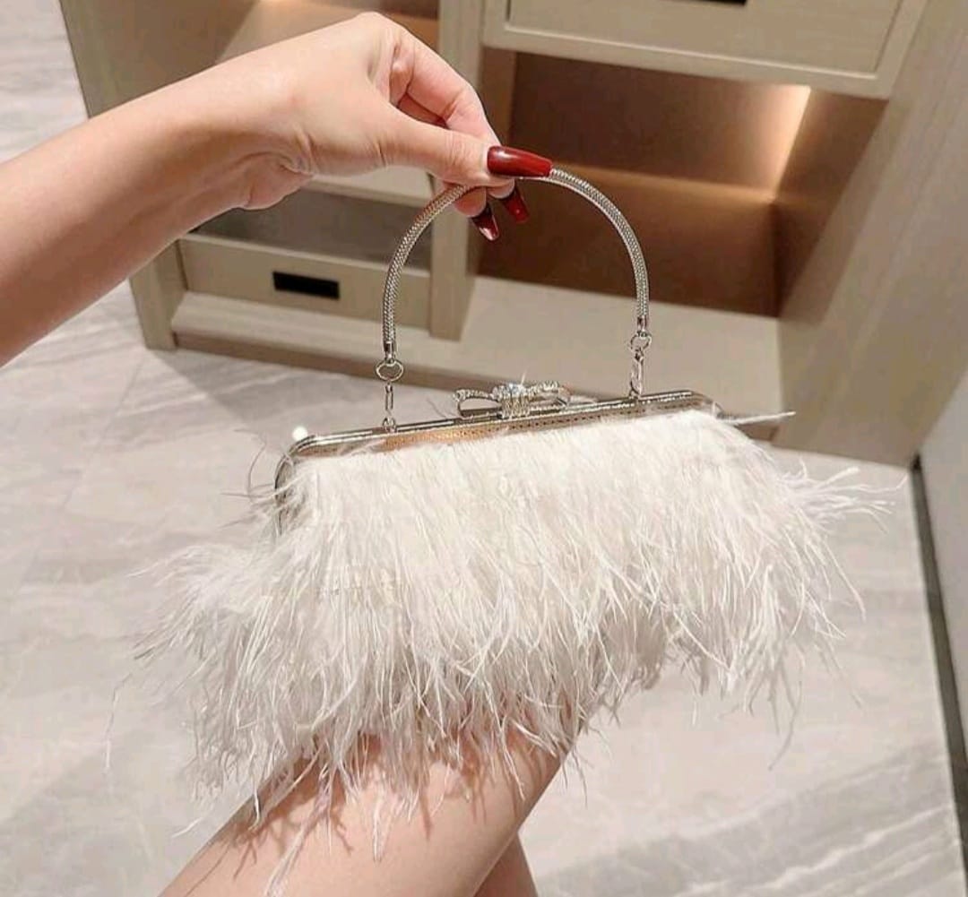 Luxe feather and rhinestone bag