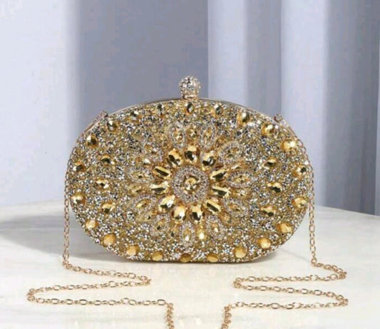 Gold Luxe Rhinestone Clutch- Pre Order