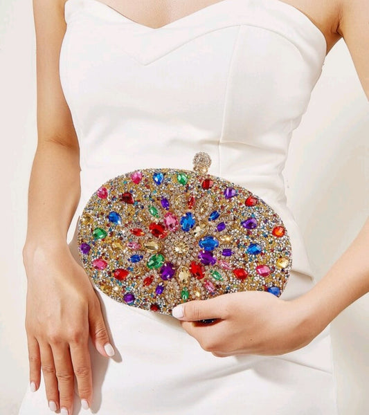 Multi Colour Luxe Rhinestone Clutch