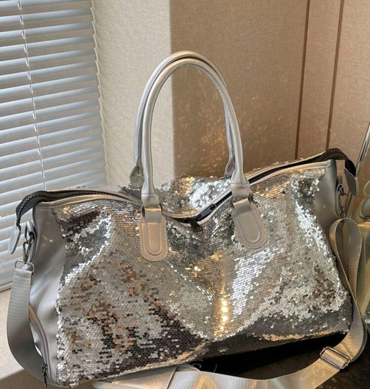 Silver Sequin Gym/Travel Bag