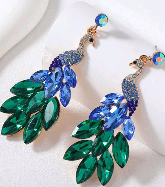 Vintage Peacock Dangle Earrings