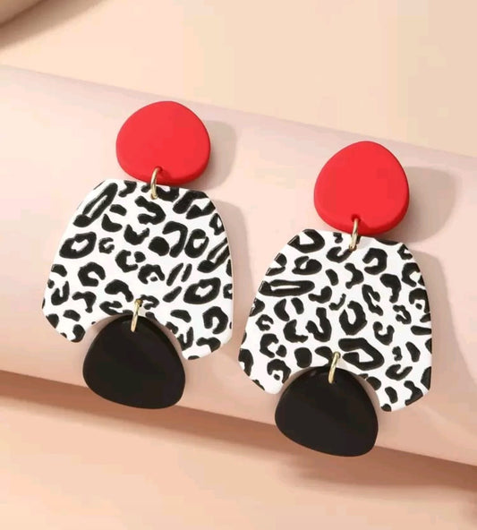 Red Leopard Print Luxe Earrings - Pre Order