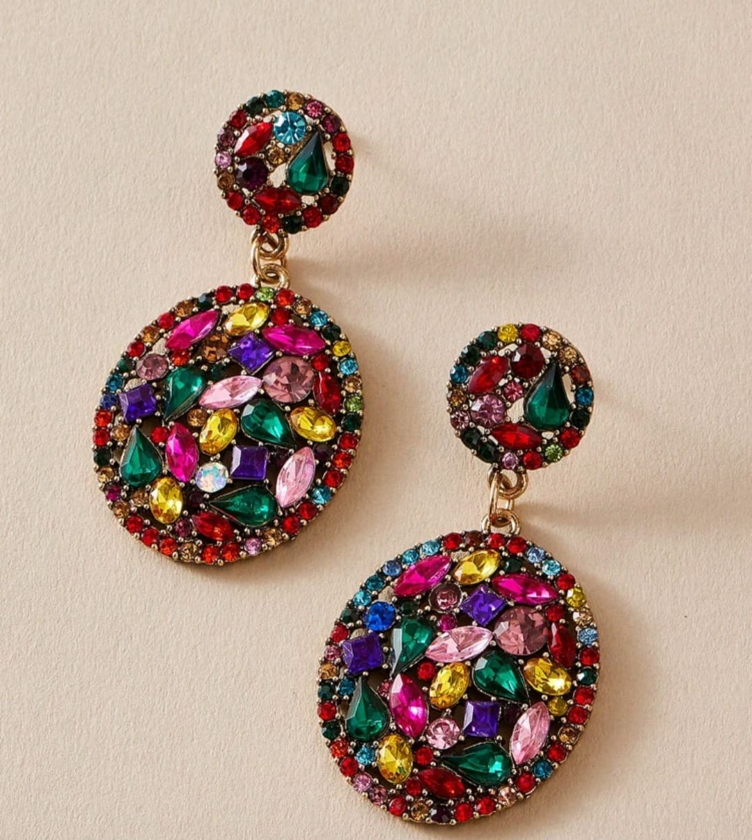 Colourful Luxe Round Diamond Earrings