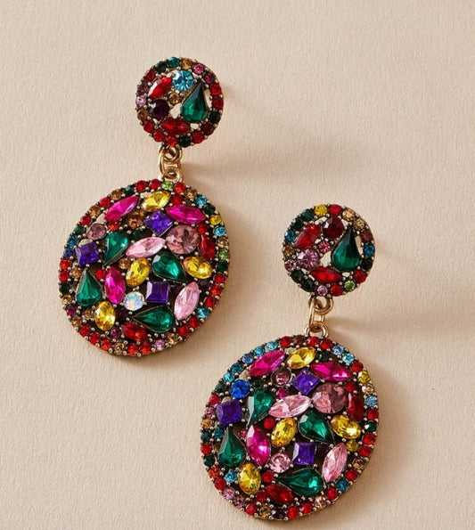 Colourful Luxe Round Diamond Earrings