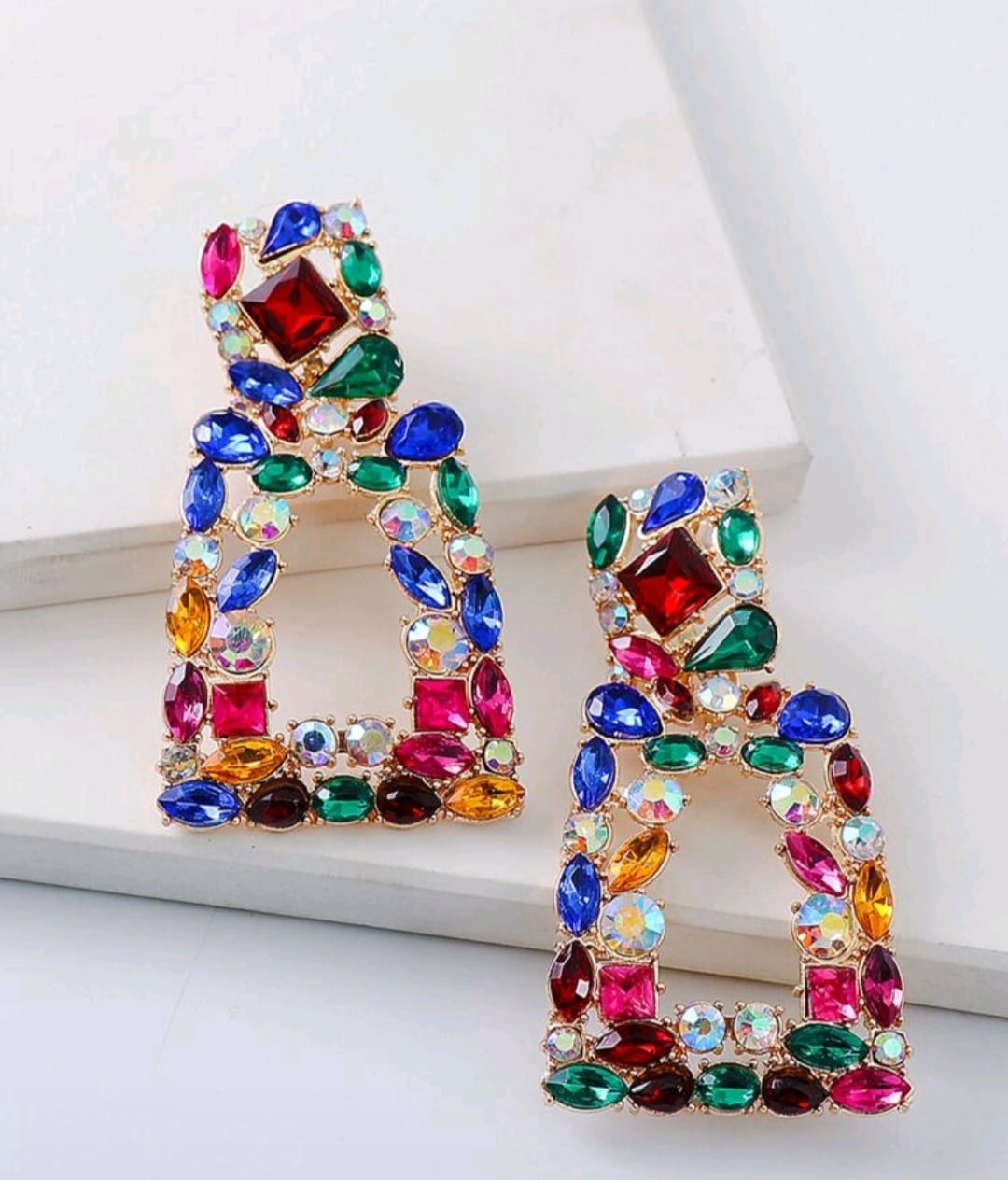 Rainbow Rhinestone Luxe Earrings