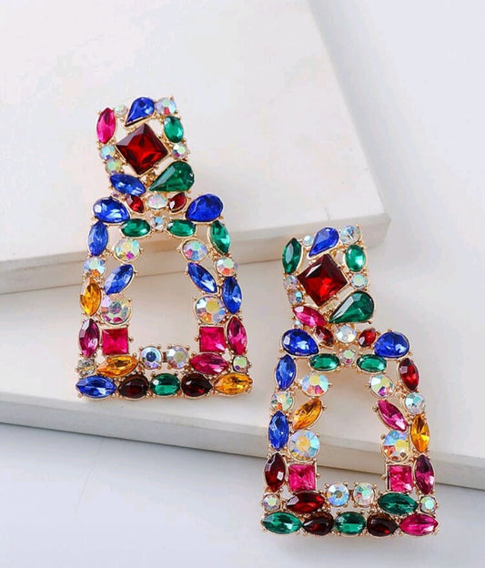 Rainbow Rhinestone Luxe Earrings