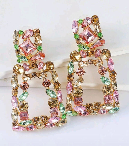 Pastel Colours Rhinestone Luxe Earrings