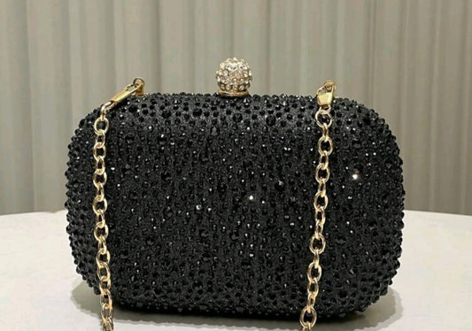 Black Diamond Drop Clutch With Chain
