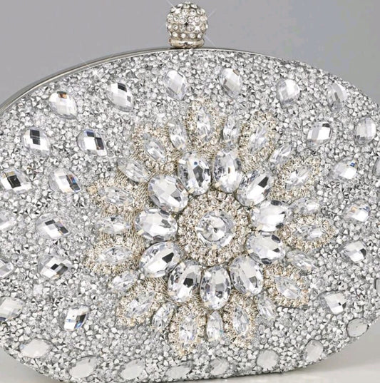 Silver Luxe Rhinestone Clutch